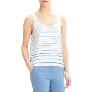 Theory Stripe Silk Tank Top Blue Small 0